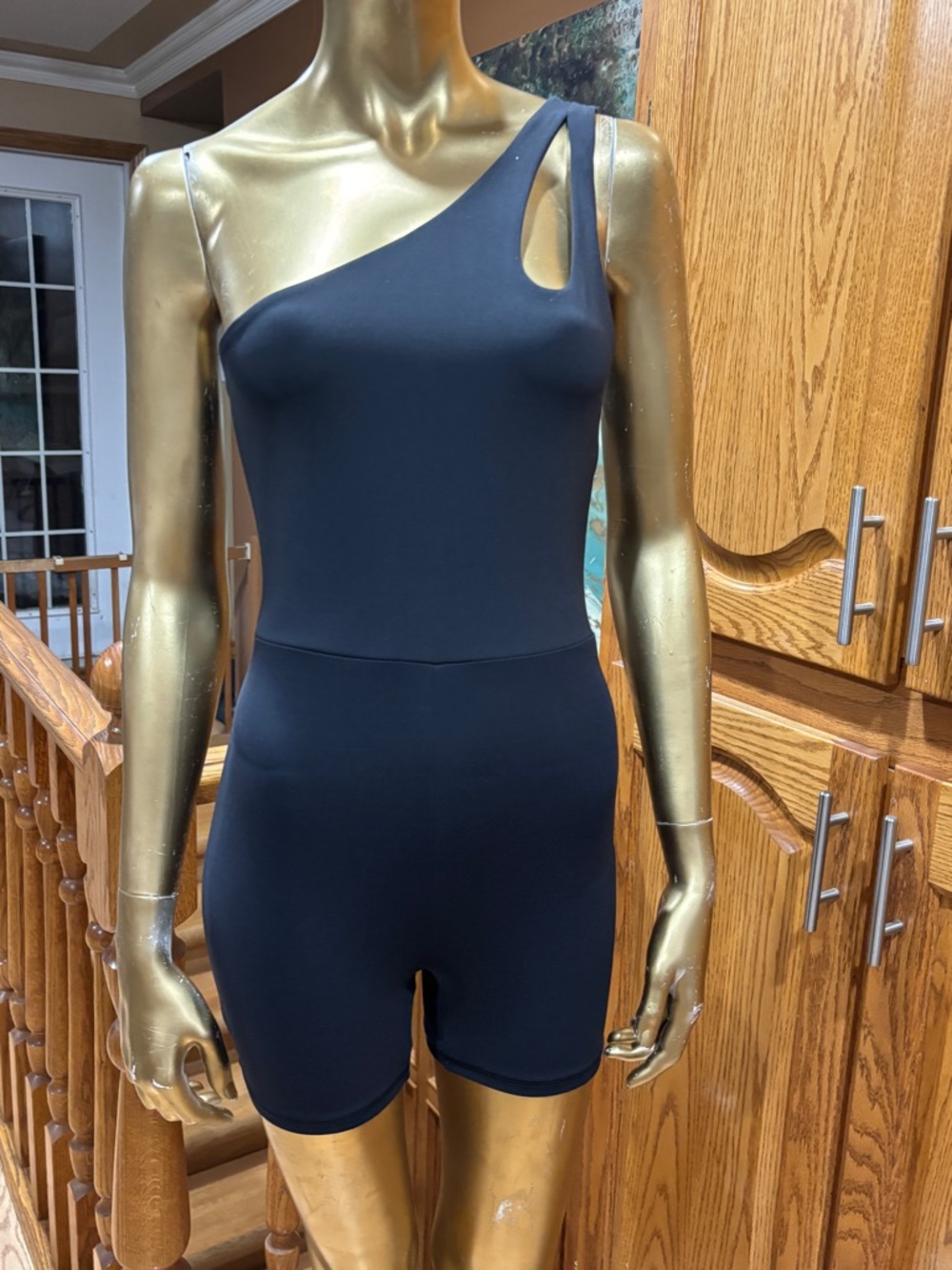 One-Shoulder Black Cutout Romper